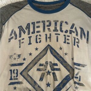 American Fighter Blue and Gray Raglan Tee